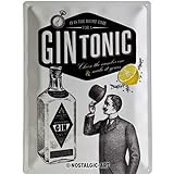 Nostalgic-Art Retro Gin Tonic – Geschenk-Idee als Bar-Zubehör Blechschild, aus Metall, Bunt, 30 x...
